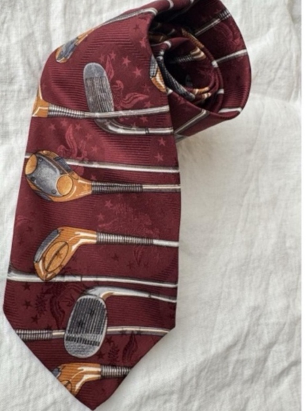 Robert Talbott Burgundy Golf Novelty Silk Tie